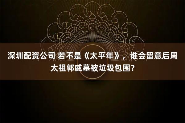 深圳配资公司 若不是《太平年》，谁会留意后周太祖郭威墓被垃圾包围？